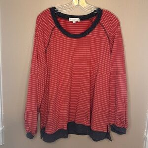 Suzanne Betro Red and White Striped Top Size 2X